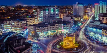 Karachi at night to illustrate a story about Pakistan and crypto development.