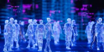 Picture of digital people milling about to accompany an article on decentralized crypto exchanges.