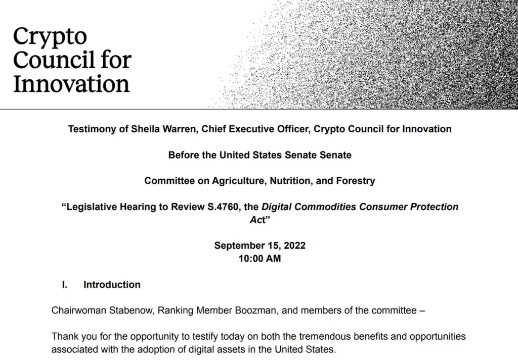 Written testimony submitted by the Crypto Council